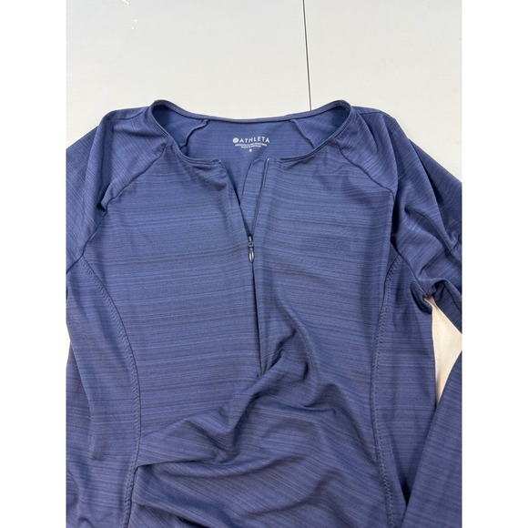 Athleta Momentum Long Sleeve Top Half Zip Ruched Running Navy Blue S - Picture 3 of 8